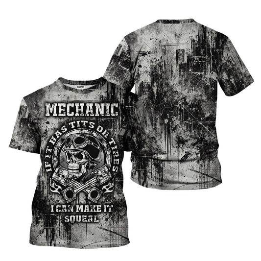 Joycorners Vintage Mechanic Shirt If It Has Tits Or Tires I Can Make It Squeal T Shirt PT2609