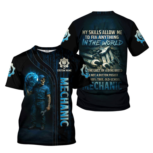 Joycorners Personalized T-Shirt The Last Of A Dying Breed Old School Mechanic Carrying The Earth Design Shirt PT2609