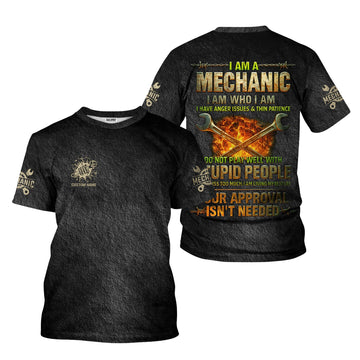 Joycorners Custom Name Mechanic Shirt I Am A Mechanic I Am Who I Am I Have Anger Issues And Thin Patience T Shirt PT2609