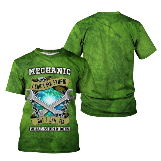 Joycorners Vintage Mechanic Shirt I Can't Fix Stupid But I Can Fix What Stupid Does T Shirt Hoodie Jacket For Mechanic PT2609