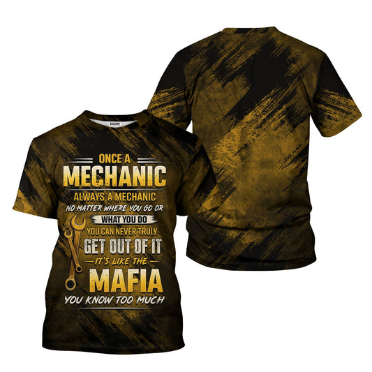 Joycorners Once A Mechanic Always A Mechanic Shirt Funny Printed Vintage Mechanic Unisex T Shirt Wrenches Design PT2609