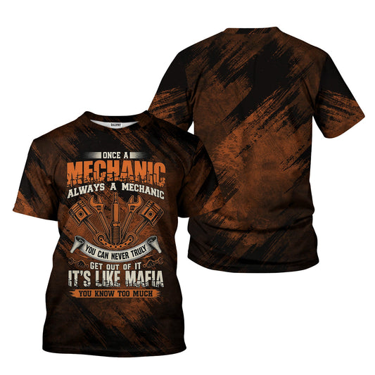 Joycorners Once A Mechanic Always A Mechanic Shirt Funny Printed Vintage Mechanic Unisex T Shirt Mechanic Tools Design PT2609