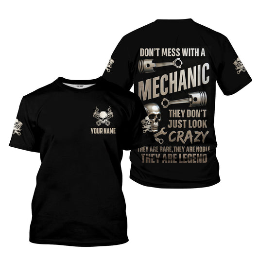 Joycorners Funny Vintage Mechanic Shirt Don't Mess With A Mechanic Black T Shirt PT2609