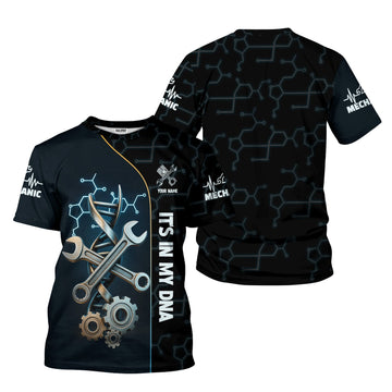 Joycorners Personalized It’s In My DNA Mechanic Shirt, Wrench DNA Design, Perfect Gift For Auto Technicians, Apparel Mechanic Shirt PT2609