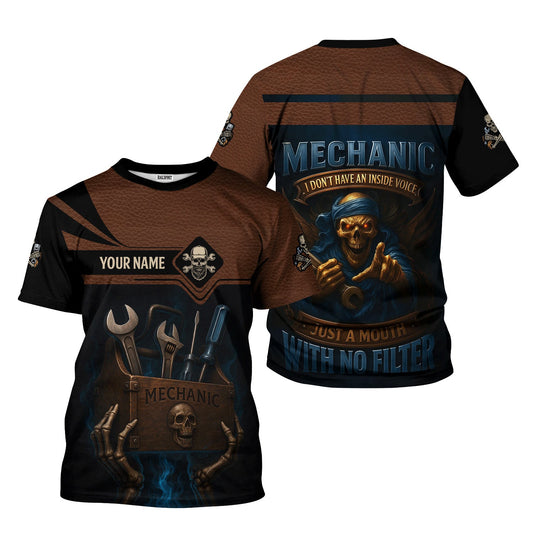 Joycorners Personalized Mechanic Shirt, I Don't Have An Inside Voice Just A Mouth With No Filter, Gift For Men PT2609