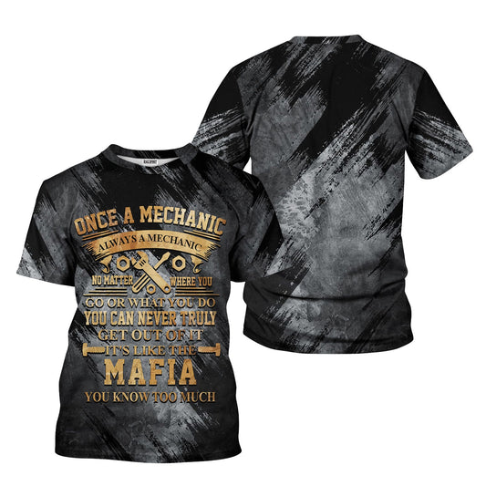 Joycorners Vintage Mechanic Unisex T Shirt Once A Mechanic Always A Mechanic Shirt All Over Print PT2609