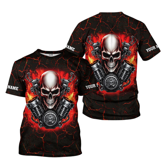 Joycorners Custom Name Skull Mechanic Shirt Flame Style Printed Jacket Hoodie All Over Print PT2609