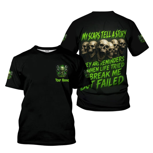 Joycorners Personalized Mechanic Shirt, My Scars Tell A Story Life Tried To Break Me But Failed, Gift For Men PT2609