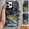 Joycorners Fishing Phone Case Dark Hexagon Texture Smoke Blue Art Personalized Name Phone Case (8 Fish Species)
