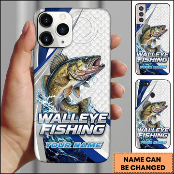 Joycorners Walleye Fishing Phone Case Splash Art Fishing Phone Case Custom Name