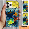 Joycorners Fishing Phone Case Beer Splash Fishing Graphic Personalized Name 3D Phone Case (10 Fish Species)
