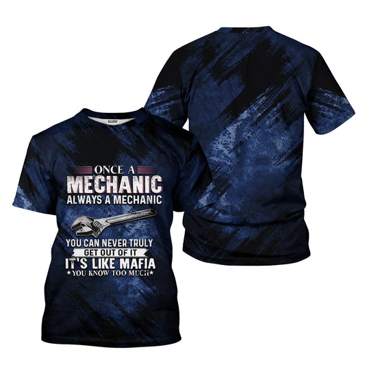 Joycorners Once A Mechanic Always A Mechanic Shirt Funny Printed Vintage Mechanic Unisex T Shirt with Color Options PT2609