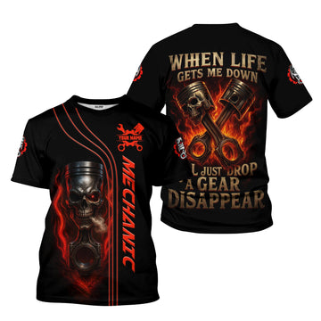 Joycorners Personalized T-Shirt When Life Gets Me Down I'll Just Drop A Gear Disappear Shirt for Mechanics PT2609