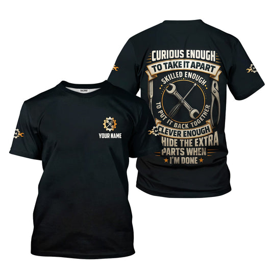 Joycorners Personalized Mechanic Shirt, Clever Enough To Hide The Extra Parts When I'm Done, Funny Quote Design, Gift For Men PT2609