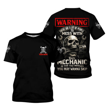 Joycorners Personalized Mechanic Shirt, Warning This Mechanic Is The One Person You May Wanna Skip, Gift For Men PT2609