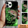 Joycorners Fishing Green Flame Energy Personalized Name Phone Case (10 Fish Species)