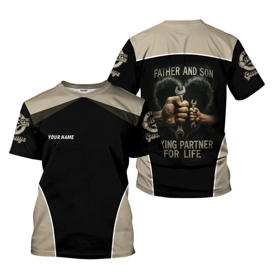 Joycorners Personalized Mechanic Shirt, Father And Son Fixing Partner For Life, Gift For Men PT2609