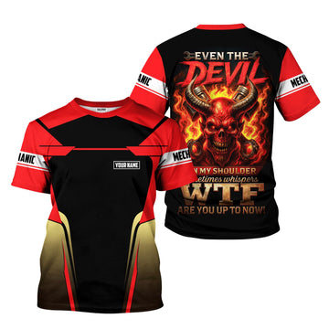 Joycorners Personalized Mechanic Shirt, Even The Devil On My Shoulder Sometimes Whispers WTF Are You Up To Now, Mechanic Uniforms, Gift For Men PT2609