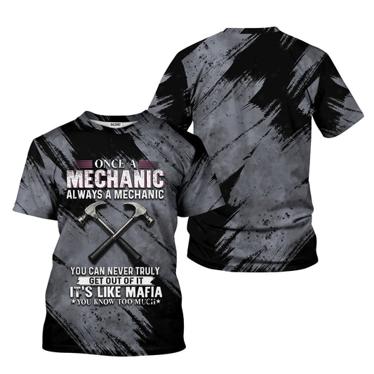 Joycorners Once A Mechanic Always A Mechanic Shirt Funny Printed Vintage Mechanic Unisex T Shirt Hammer Design PT2609