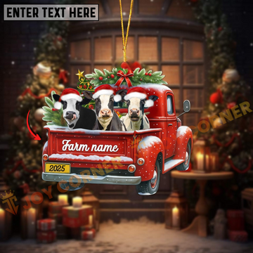 Joycorners Personalized Holstein Christmas Farm Truck Custom Shape Acrylic Ornament