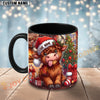 Joycorners Highland Cow Christmas Tree Santa Hat Custom Name Mug