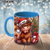 Joycorners Highland Cow Christmas Tree Santa Hat Custom Name Mug