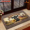 Joycorners Cow With Sunflower Rustic Barn Farm Name Doormat (10 Cattle Breeds)