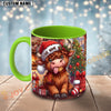 Joycorners Highland Cow Christmas Tree Santa Hat Custom Name Mug