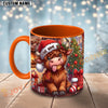 Joycorners Highland Cow Christmas Tree Santa Hat Custom Name Mug
