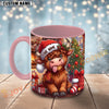 Joycorners Highland Cow Christmas Tree Santa Hat Custom Name Mug