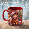 Joycorners Highland Cow Christmas Tree Santa Hat Custom Name Mug