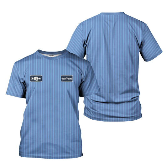 Joycorners Personalized Mechanic Work Shirt, Custom Garage Auto Repair Uniform Tee with Name Printed Patch for Car Technician Motorcycle Enthusiast Gift PT2609