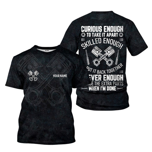 Joycorners Personalized Mechanic Shirt, Mechanic Tee with Engine Piston Design for Auto Repair Technician Car Lover Gearhead Gift PT2609