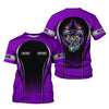 Joycorners Custom Mechanic Shirt, Personalized Work Uniform, Custom Name & Department, Cool Mechanic Graphic Tee, Purple Engine Skull Design PT2609