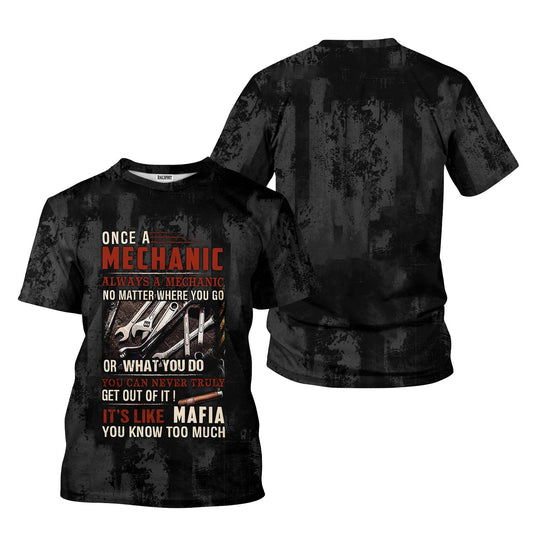 Joycorners Mechanic Shirt Funny Quote, Once A Mechanic Always A Mechanic, Gift for Mechanic Lovers, Work, Garage, Car Enthusiasts, Automotive Shirt PT2609