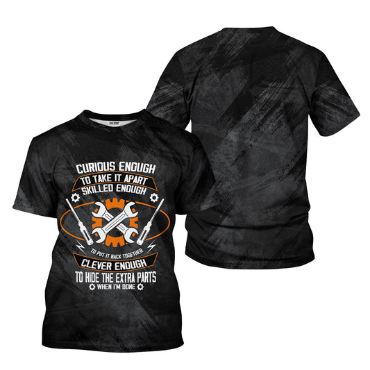 Joycorners Funny Mechanic Shirt, Curious Enough to Take It Apart, Skilled to Rebuild & Clever to Hide Extra Parts, Perfect Gift for Engineers PT2609