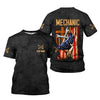 Joycorners Patriotic Mechanic Shirt, American Flag & Cross Design with Wrenches, Perfect Gift for Christian Mechanics, Car Repair & Garage Fans PT2609