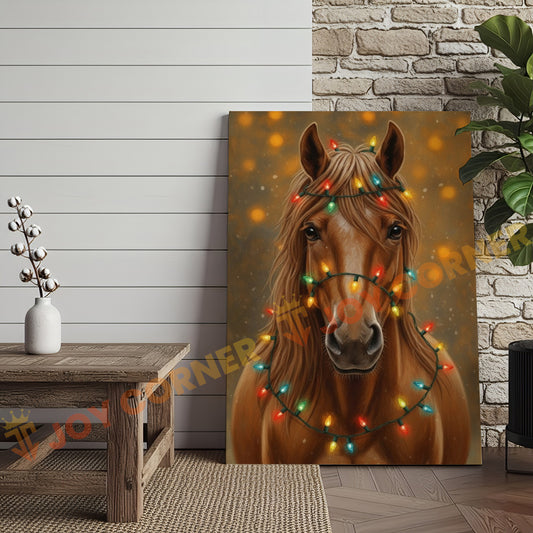 Joycorner Palomino Horse Christmas Lights 3D Wrapped Canvas