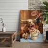 Joycorners Cattle Cow Funny Texas Longhorn Drinking Coffee In Diner Personalized Name Canvas