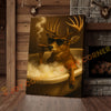 Joycorner Funny Deer Smoking Cigar Bathtub Relax – 3D Wrapped Canvas