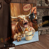 Joycorners Cattle Cow Funny Texas Longhorn Drinking Coffee In Diner Personalized Name Canvas