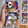 Joycorner Fishing Dynamic Splash Comic Style Personalized Name 3D Phone Case (10 Fish Species)