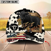 Joycorners American Flag Cowhide Personalized Name 3D Hat