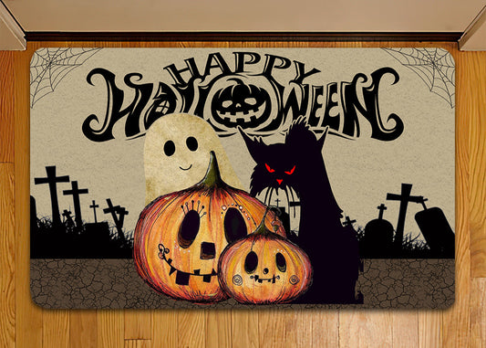 Joycorners Cool Halloween Doormat, Happy Halloween With Pumpkin, Housewarming Gift, Doormat Decor LM0210