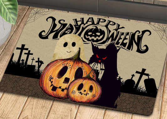Joycorners Cool Halloween Doormat, Happy Halloween With Pumpkin, Housewarming Gift, Doormat Decor LM0210