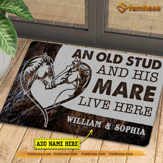 Joycorners Personalized Horse Doormat, An Old Stud His Mare Live Here Gift For Horse Lovers, New Home Gift, Housewarming Gift, Horse Decor LM0210