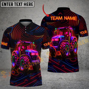 Joycorners Tractor Neon Lights Glow Personalized Name 3D Unisex Shirt