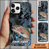 Joycorners Fishing Phone Case Dark Hexagon Texture Smoke Blue Art Personalized Name Phone Case (8 Fish Species)