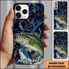 Joycorners Fishing Dark Water Topographic Pattern Personalized Name Phone Case (10 Fish Species)