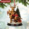 Joycorners Personalized Acrylic Deer Couple Christmas Ornament – Romantic Holiday Decor for Couples & Wildlife Lovers MT1111